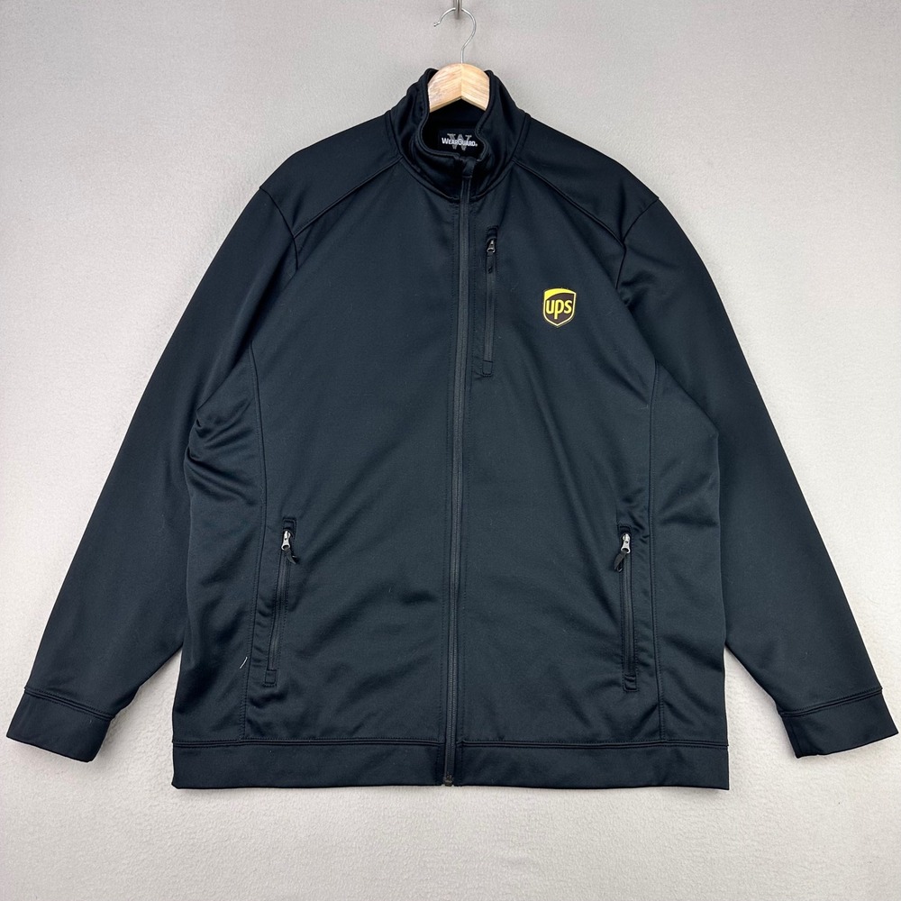 UPS Employee Jacket Mens XL Black Full-Zip Lightweight Fleece Performance Work‎
